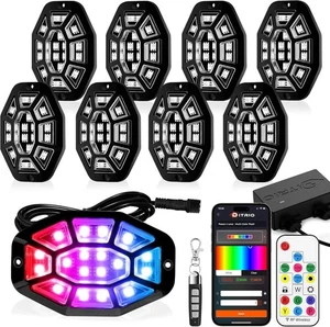 8 Pods 9 Sides RGB Rock Lights, App/Remote Control,  12V for Trucks, Jeeps, ATV - Bild 1 von 4