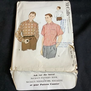 McCall's Vintage 1954 Sewing Pattern #3087 Mens' Shirt Size Large Complete / Cut - Picture 1 of 6