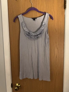 BANANA REPUBLIC Gray  Tank Top Woman's Size Small Ruffle Neck - Picture 1 of 5