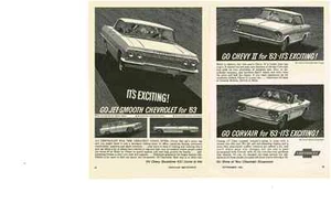 1963 CHEVROLET IMPALA / CHEVY II / CORVAIR  ~  ORIGINAL SMALLER 2-PAGE PRINT AD - Picture 1 of 1