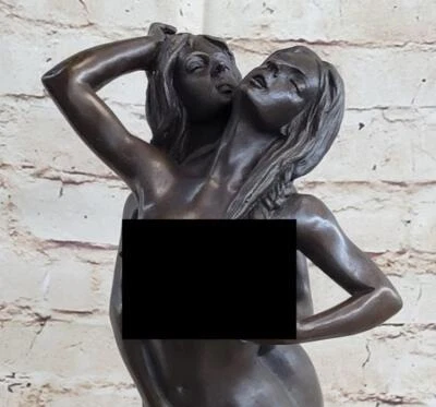 Scultura In Bronzo Nuda Statua Originale Edizione Da Collezione Due Donne Arte - Immagine 1 di 4