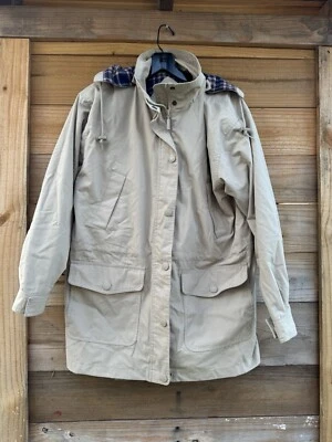 Casaco feminino Cabin Creek com capuz médio Chico marrom bolsos xadrez comprimento médio - Imagem 1 de 4