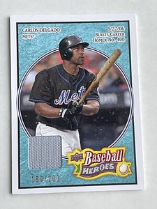 2008 Upper Deck Heroes Game Used Jersey Card #110 Carlos Delgado /200 NY Mets ++