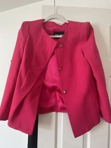 Giorgio Armani Womens Fuchsia Pink Silk Collarless Blazer Jacket Size 38 - Picture 1 of 11