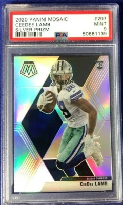 PSA 9 - 2020 Panini Mosaic TRUE SILVER Prizm CEEDEE LAMB Cowboys ROOKIE RC #207 - Image 1 of 2
