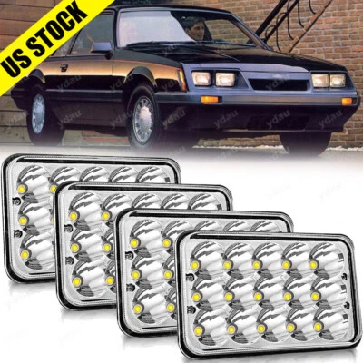 2 juegos de faros LED de 4x6 pulgadas bombilla de haz alto/bajo para Jeep Ford Mustang 1979-1986 Foto 1 de 4