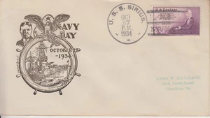 USS SIRIUS 1934 (SERVIDO EN LA Segunda Guerra Mundial) cubierta naval con prestigio del día de la marina + #737 madres - Imagen 1 de 2