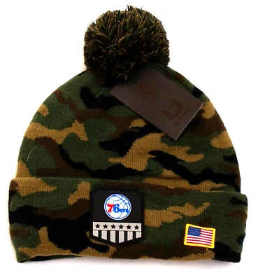 NBA Philadelphia 76ers Camuflado Tejido Puño Forrado de Vellón Pom Gorro Para Hombre Talla Única Nuevo con Etiquetas Foto 1 de 2