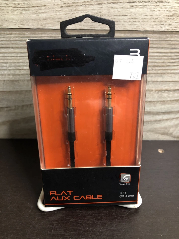 NIB Blackweb 3 foot Flat Aux Cable For iPods, iPhones, and Other Audio Players  - Image 1 of 2