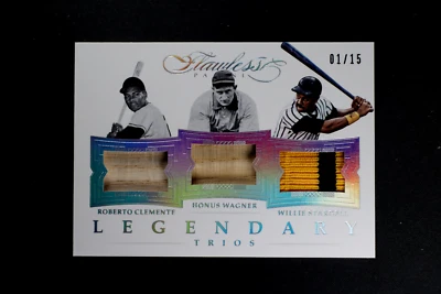 Tarjeta reliquia 2017 Panini Flawless Legendary Trios Clemente Wagner Stargell #1/15 Foto 1 de 3