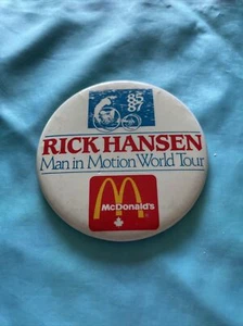 McDonald Rick Hansen Pin Back Button MD1-4 - Picture 1 of 3
