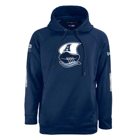 Men Toronto Argonauts New Era Double Blue Stream CFL Football Hooded Sweatshirt Cover