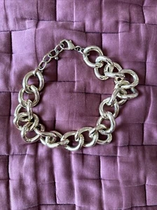 Gold Tone Chunky Circle Link Choker Necklace 17” - Picture 1 of 7