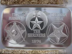 1 OZ.999 PURE EASTERN STAR, SHRINERS, MASON UNITED STATES CORPORATIONS BAR+GOLD - Picture 1 of 8