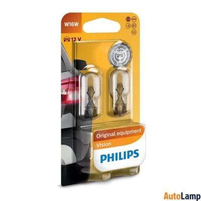 PHILIPS W16W Vision Halogen Interior Signal T16 12V 16W W2,1x9,5d 12067B2 Set - Image 1 of 2