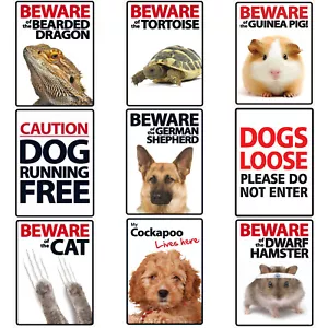 Pet Warning Sign Beware Dog Cat Bearded Dragon Hamster Tortoise Guinea Pig 21x15 - Picture 1 of 10