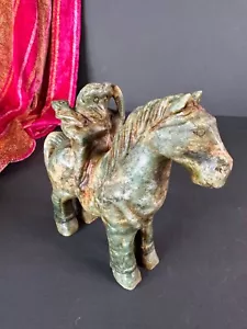 Old Chinese Carved Green Jade Horse & Rider …beautiful collection and display pi - Bild 1 von 15