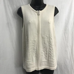 Christopher Banks Gr. S Small Pullover Weihnachten elfenbein handbestickt durchgehender Reißverschluss - Bild 1 von 11