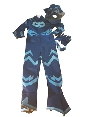 Macacão PJ Masks azul gato menino fantasia vestir fingir tamanho M 3T 4T luvas máscara - Imagem 1 de 4