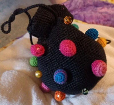 Bolso de mano de diseñador Michael Simon New York Stash Notions bolso bolsa arco iris ganchillo Foto 1 de 4