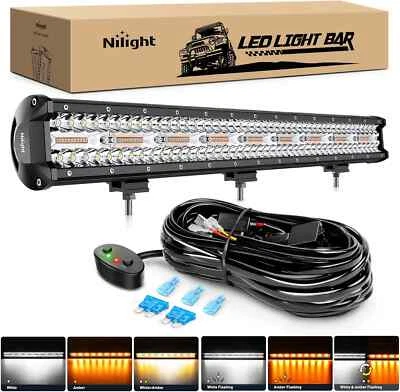 Nilight 26Inch 540W LED Light Bar Spot Flood Amber White Strobe 6 Modes - Image 1 of 4