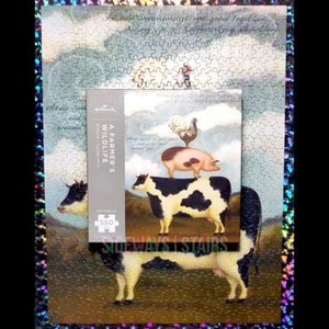 STACKED FARM ANIMAL JIGSAW PUZZLE Hallmark folk art rustic farmhouse cow pig hog - Picture 1 of 11