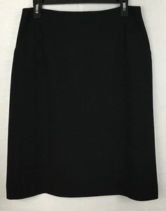Jones New York Womens Skirt 12 Pencil Straight Solid Black Linen Blend Career - Picture 1 of 4