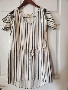Cloth & Stone Anthropologie Linen Dress Cold Shoulder Sz Large Linen Cotton - Picture 1 of 7