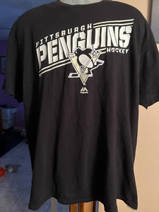 #1 Camiseta Pittsburgh Penguins NHL Majestic Talla XL Negra Usada - Imagen 1 de 4