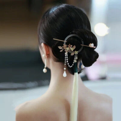 Retro Hanfu Hair Stick Chinese Style Accessories Long Tassel Headdress Wedding - Image 1 of 4