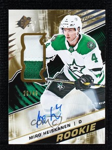 2018 SPx Rookies Tier 1 Gold Premium Material /49 Miro Heiskanen Rookie Auto RC