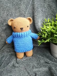 Crochet Bear Amigurumi Toy Stuffed Animal With Sweater Plush Bear Handmade Gift - Picture 1 of 9