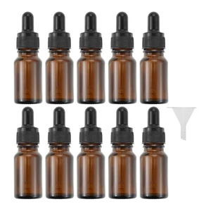 10 Stück Tropfflaschen 10 ml/0,35 oz & 1 Stück Trichter Verdunkelungsflasche Aufbewahrung Öle - Bild 1 von 10