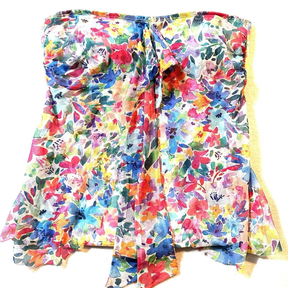 Tommy Bahama M Mediano Floral Acuarela Bandini Tankini Natación Top Malla Cascada Foto 1 de 4