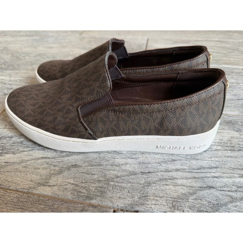 NWT Michael Kors Keaton Brown Croc Embossed Slip-On Sneakers Size 8.5 Women main image 2