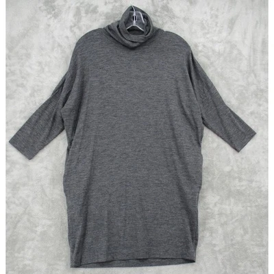 DKNY Sweater Dress Womens Small Petite Wool Blend Turtleneck Mini Pockets Gray - Image 1 of 4