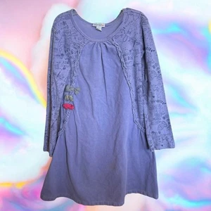 naartjie Girls Dress Sz XXL 8 Lavender Corduroy Drawing Raindrops Knit - Picture 1 of 7