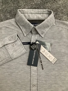 Report Collection Flex Knit Shirt Gray Modern Fit Untucked Style Mens Size M NEW - Picture 1 of 10