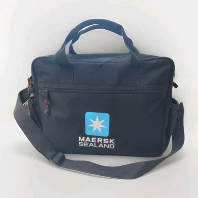 Leeds Black Canvas Laptop Briefcase Bottle Commuter Cross Body Bag Maersk B - Image 1 of 4