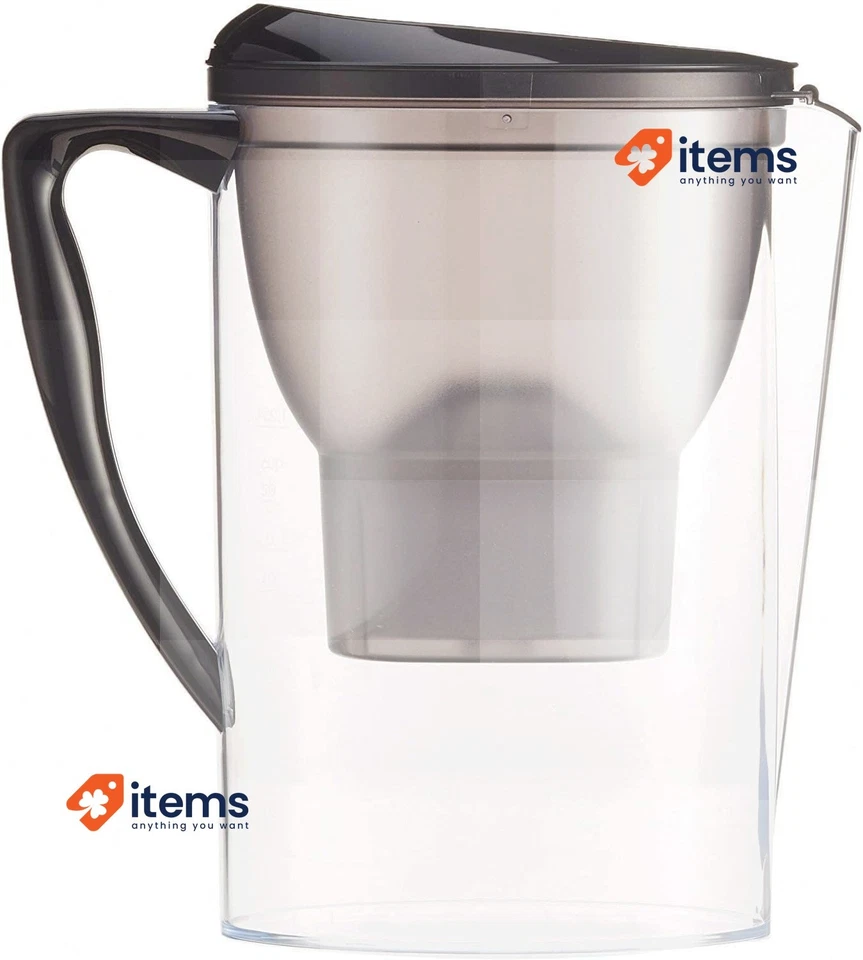 Amazon Basics 2.3L Water Filter Jug With 1x30 Days Cartridge, BPA Free, Black - Image 1 of 3