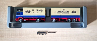 Herpa Exclusive 182287 MAN F90 Schlitzer Korn autotreno telonato 1:87 OVP - Immagine 1 di 3
