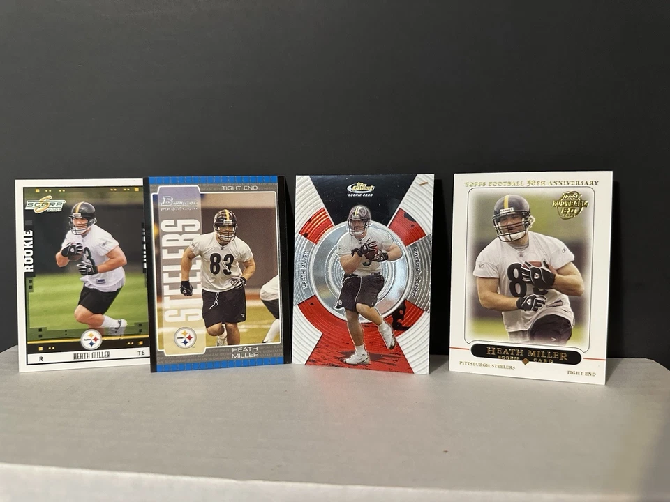 Heath Miller Rookie Card 4X LOT 2005 Finest 139 Topps 424 Bowman 140 Score 356 - Image 1 of 1