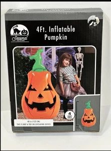 NEU Halloween 4 Fuß großer aufblasbarer Kürbis Indoor Outdoor Dekoration Blow Up - Bild 1 von 2