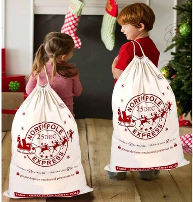 Aytai 2 piezas Sacos Grandes de Papá Noel con Cordón Bolso de Navidad, Bolsas Beige Blanco  Foto 1 de 4