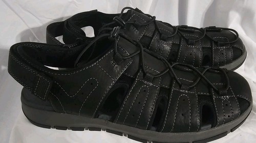 Sandali uomo Clarks Brixby Cove pelle nera uomo taglia 13 nuovi senza scatola