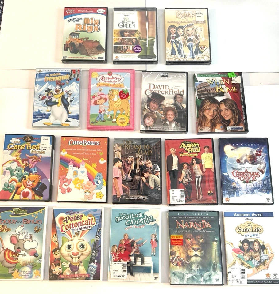 Child/Teen DVD Movies (12)  Princess Bride, Happy Feet, Rudolf, Barney- SEALED Foto 1 de 4