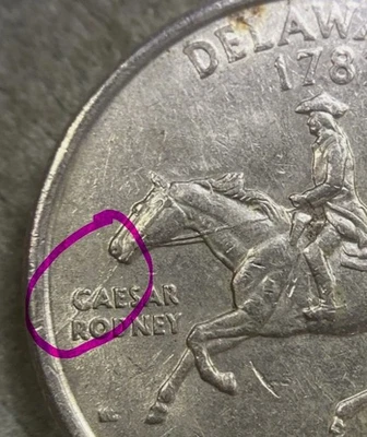 1999-P Delaware Quarter Spitting Horse Die Crack   circulated  - Image 1 of 4