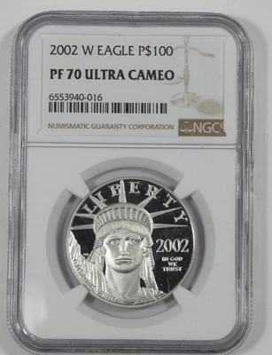 2002-W $100 1oz Statue of Liberty Platinum Eagle NGC PROOF 70 ULT CAMEO - Image 1 of 4