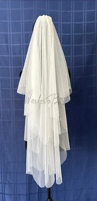 VELO DE CAÍDA. VELO DOBLE NIVEL BORDE CRISTAL FESTONEADO CON LÁGRIMA CRISTAL TIARA Foto 1 de 4