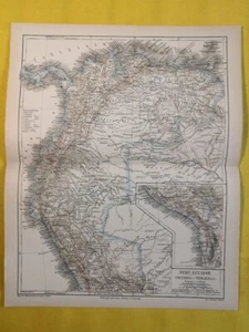 1877 Peru Ecuador Venezuela Colombia Geographical Vintage Map ORIG 11.5 x 9" C17 - Picture 1 of 3
